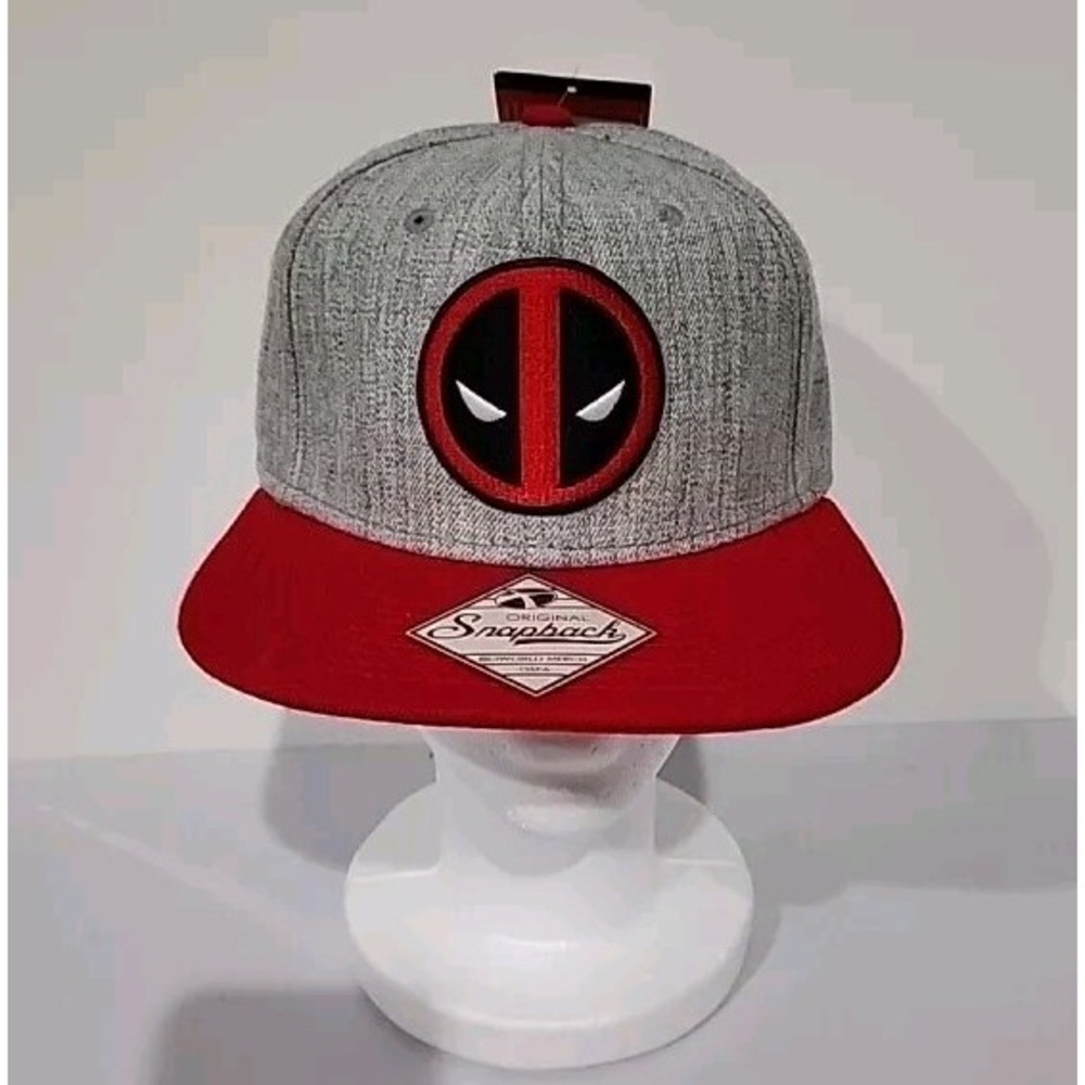 Snapback Cap Marvel Deadpool Adult One Size Fits Most Red Brim Gray Hat
